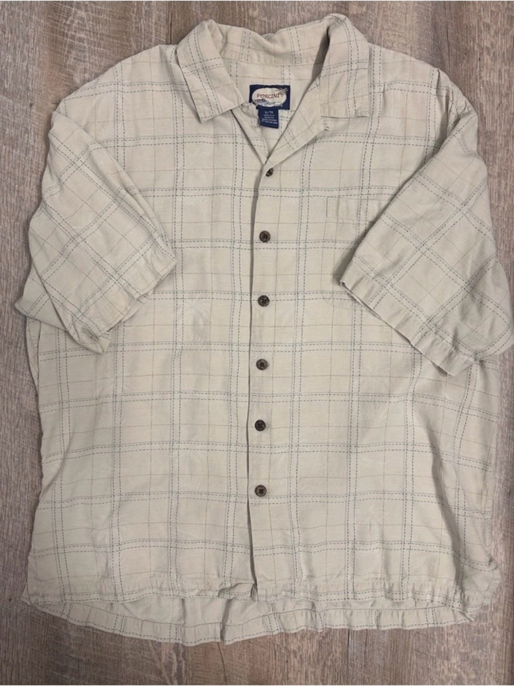 Porcini Men’s Cream Short-Sleeve Button Shirt Jacket